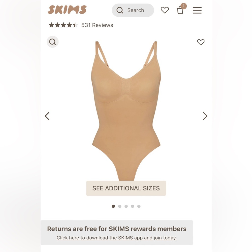 New Skims Seamless Sculpt Thong Bodysuit in Ochre Size M